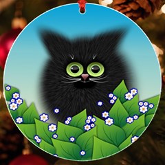 Kitten Black Furry Illustration Uv Print Acrylic Ornament Round by Sarkoni