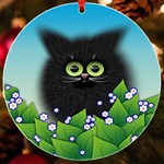 Kitten Black Furry Illustration UV Print Acrylic Ornament Round Front