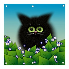 Kitten Black Furry Illustration Banner And Sign 3  X 3  by Sarkoni