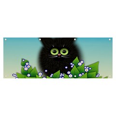 Kitten Black Furry Illustration Banner And Sign 8  X 3  by Sarkoni