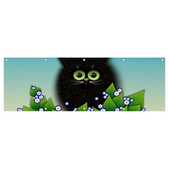 Kitten Black Furry Illustration Banner And Sign 12  X 4  by Sarkoni