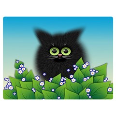 Kitten Black Furry Illustration Two Sides Premium Plush Fleece Blanket (extra Small) by Sarkoni