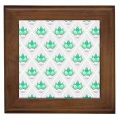 Plant Pattern Green Leaf Flora Framed Tile by Sarkoni