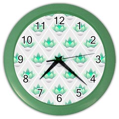 Plant Pattern Green Leaf Flora Color Wall Clock by Sarkoni