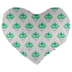 Plant Pattern Green Leaf Flora Large 19  Premium Heart Shape Cushions by Sarkoni