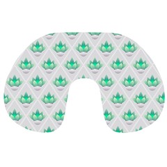 Plant Pattern Green Leaf Flora Travel Neck Pillow by Sarkoni