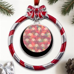 Colorful Background Abstract Metal Red Ribbon Round Ornament by Sarkoni