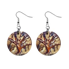 Tree Forest Woods Nature Landscape Mini Button Earrings by Sarkoni