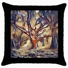 Tree Forest Woods Nature Landscape Throw Pillow Case (black) by Sarkoni