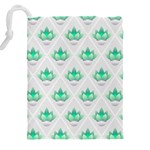 Plant Pattern Green Leaf Flora Drawstring Pouch (5XL) Back