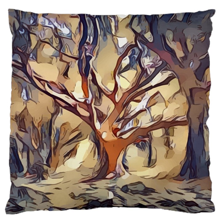 Tree Forest Woods Nature Landscape Large Premium Plush Fleece Cushion Case (Two Sides)