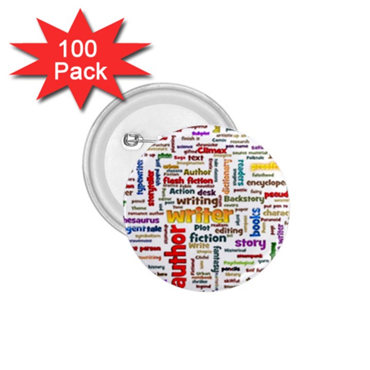 Writing Author Motivation Words 1.75  Buttons (100 pack) 