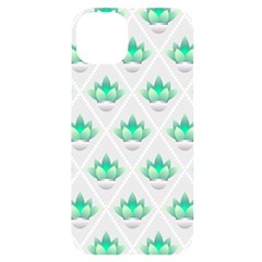 Plant Pattern Green Leaf Flora Iphone 14 Plus Black Uv Print Case by Sarkoni