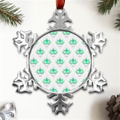 Plant Pattern Green Leaf Flora Metal Small Snowflake Ornament by Sarkoni