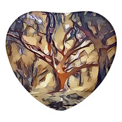 Tree Forest Woods Nature Landscape Heart Glass Fridge Magnet (4 Pack) by Sarkoni