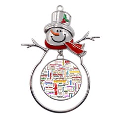 Writing Author Motivation Words Metal Snowman Ornament by Sarkoni