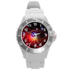 Physics Quantum Physics Particles Round Plastic Sport Watch (l) by Sarkoni