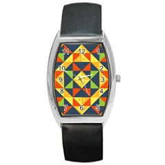 Background Geometric Color Barrel Style Metal Watch