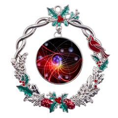 Physics Quantum Physics Particles Metal X mas Wreath Holly Leaf Ornament by Sarkoni