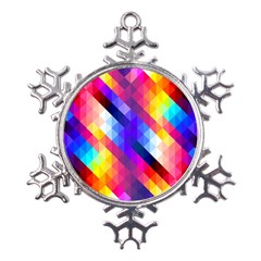 Abstract Background Colorful Pattern Metal Large Snowflake Ornament by Sarkoni