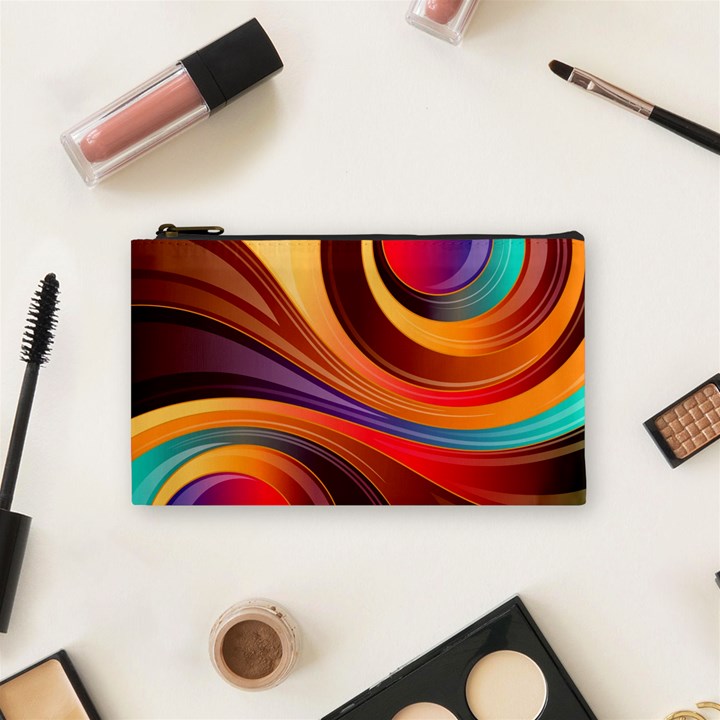 Abstract Colorful Background Wavy Cosmetic Bag (Small)