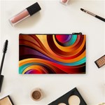 Abstract Colorful Background Wavy Cosmetic Bag (Small) Back