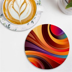 Abstract Colorful Background Wavy Uv Print Round Tile Coaster by Sarkoni