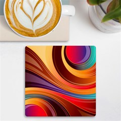 Abstract Colorful Background Wavy Uv Print Square Tile Coaster  by Sarkoni