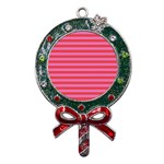 Stripes Striped Design Pattern Metal X Mas Lollipop with Crystal Ornament Front