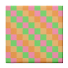 Checkerboard Pastel Squares Tile Coaster by Grandong