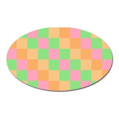 Checkerboard Pastel Squares Oval Magnet