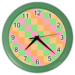 Checkerboard Pastel Squares Color Wall Clock by Grandong