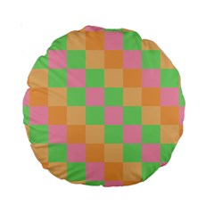 Checkerboard Pastel Squares Standard 15  Premium Round Cushions by Grandong