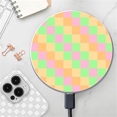 Checkerboard Pastel Squares Wireless Fast Charger(white) by Grandong