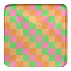 Checkerboard Pastel Squares Square Glass Fridge Magnet (4 Pack) by Grandong