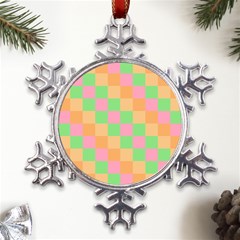 Checkerboard Pastel Squares Metal Large Snowflake Ornament by Grandong