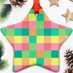 Checkerboard Pastel Square Ornament (star) by Grandong