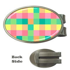 Checkerboard Pastel Square Money Clips (oval)  by Grandong