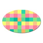 Checkerboard Pastel Square Oval Magnet Front