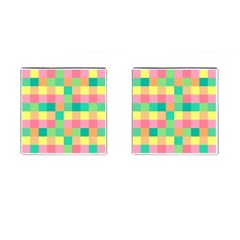 Checkerboard Pastel Square Cufflinks (square) by Grandong