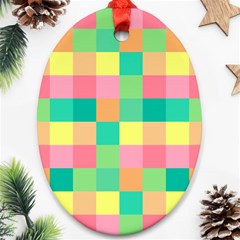 Checkerboard Pastel Square Oval Ornament (two Sides) by Grandong