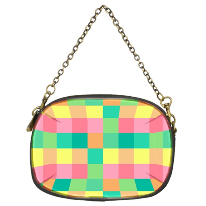 Checkerboard Pastel Square Chain Purse (Two Sides)