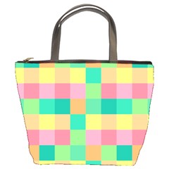 Checkerboard Pastel Square Bucket Bag by Grandong