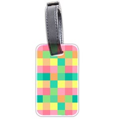 Checkerboard Pastel Square Luggage Tag (two Sides) by Grandong