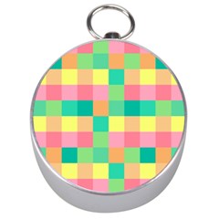 Checkerboard Pastel Square Silver Compasses by Grandong