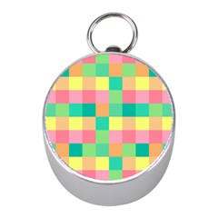 Checkerboard Pastel Square Mini Silver Compasses by Grandong