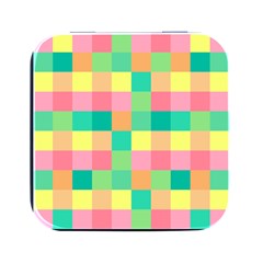 Checkerboard Pastel Square Square Metal Box (black) by Grandong