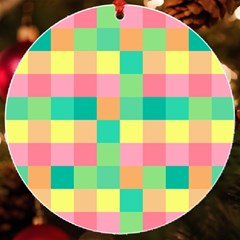 Checkerboard Pastel Square Uv Print Acrylic Ornament Round by Grandong