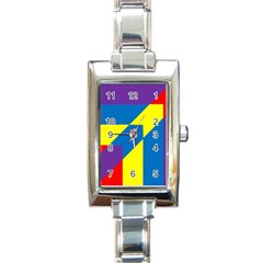 Colorful Red Yellow Blue Purple Rectangle Italian Charm Watch