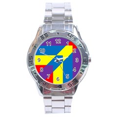 Colorful Red Yellow Blue Purple Stainless Steel Analogue Watch